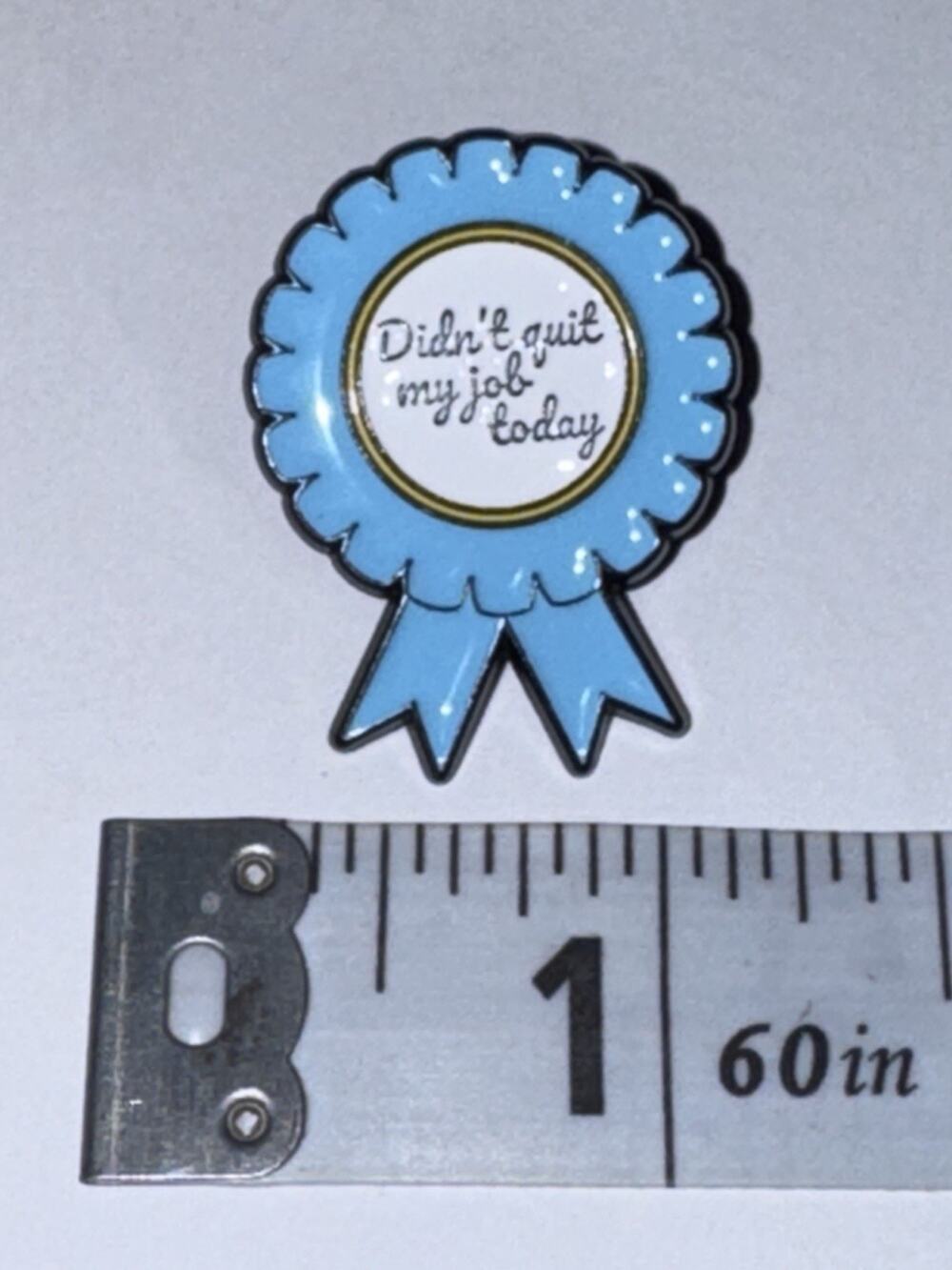 Didn’t Quit My Job Today Blue Ribbon Script Pin Brooch